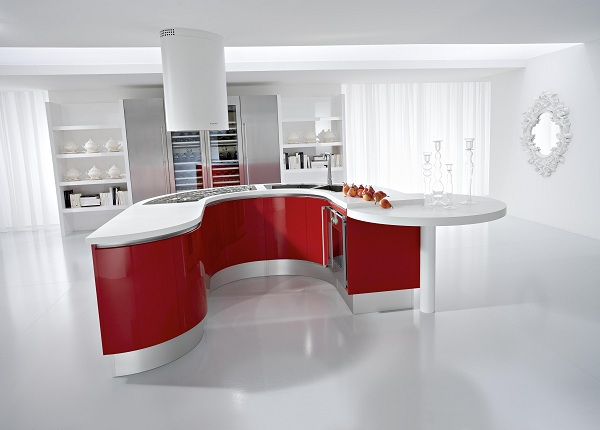 Red White Modern Kitchen Design Idea